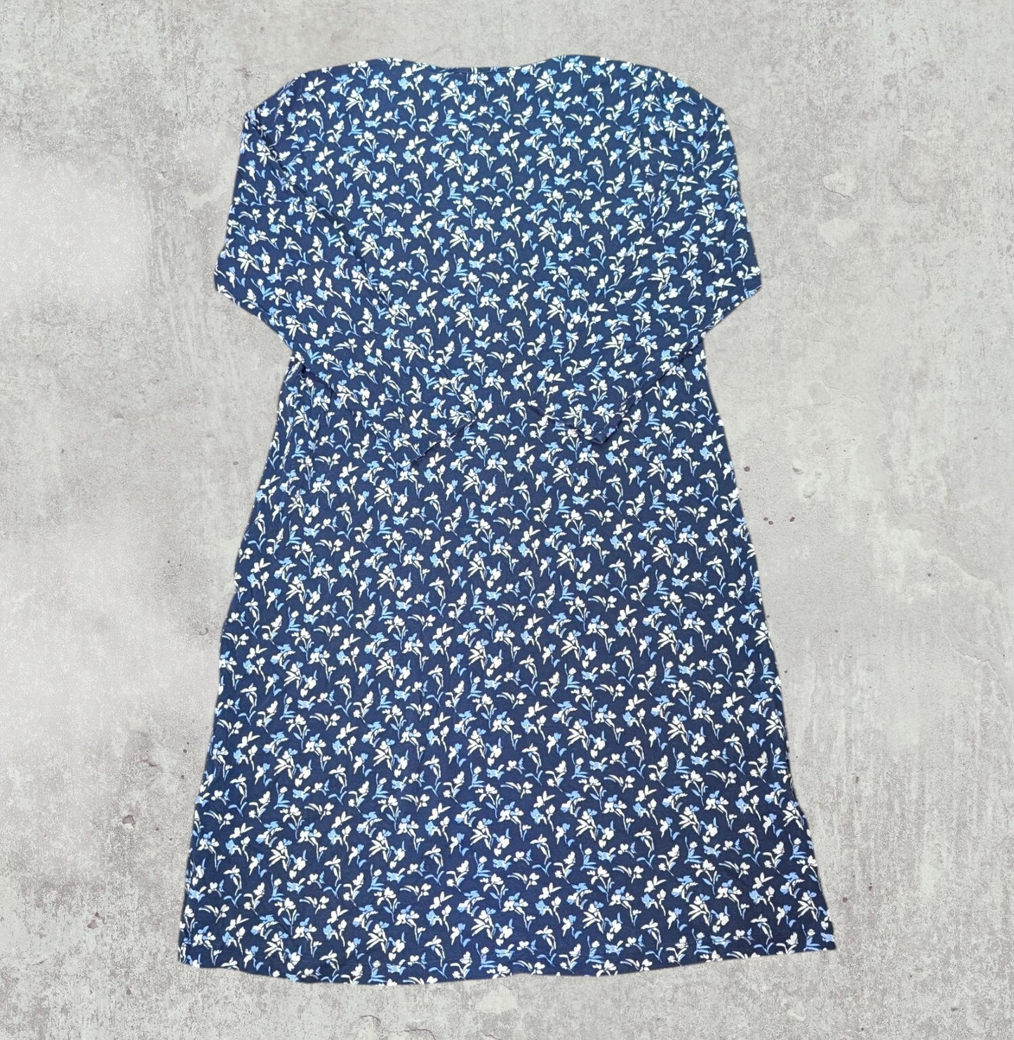 Lands End Women's Floral Dress - Navy - Size Medium