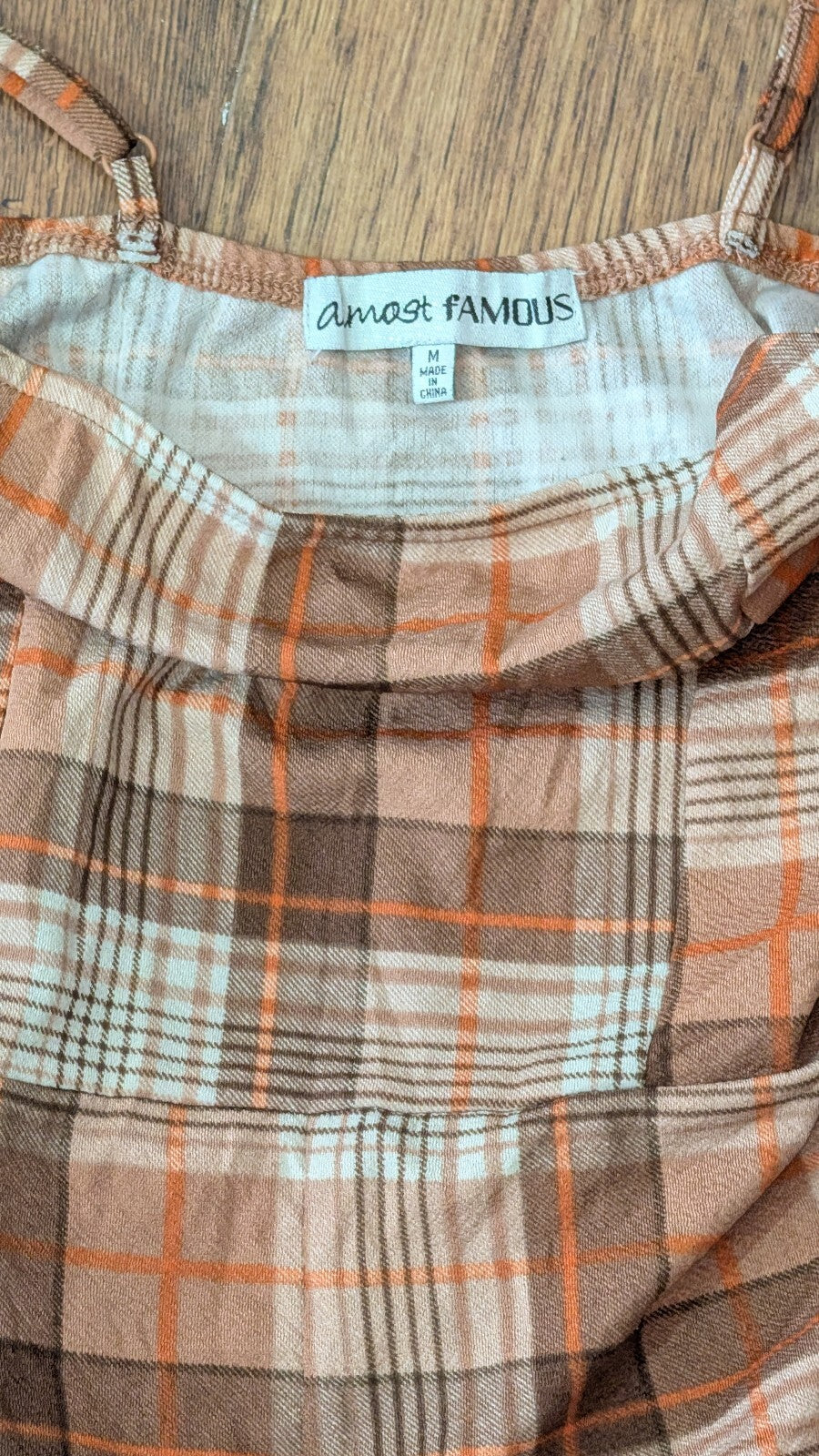 Almost Famous Women's Check Jumpsuit - Brown - Size Medium