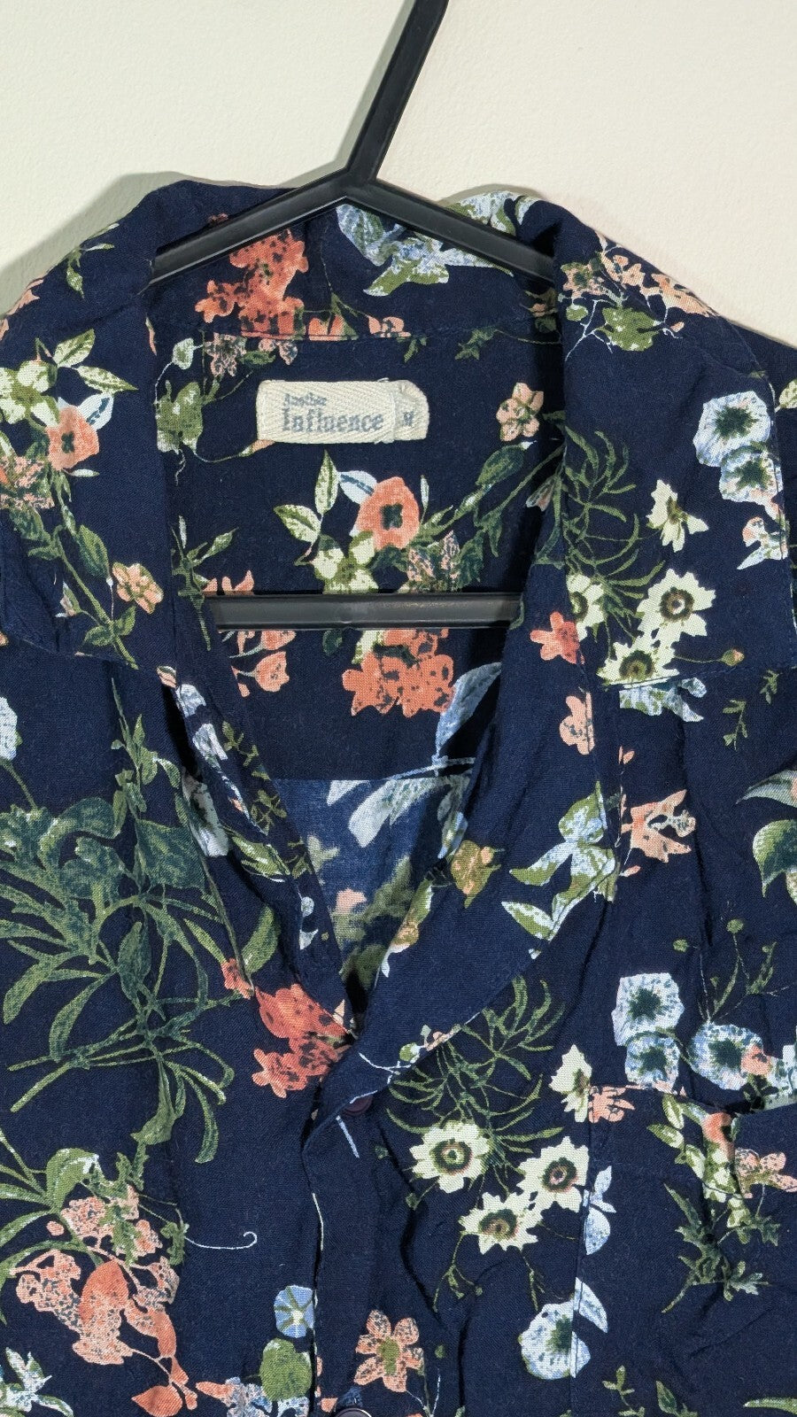 Another Influence Women's Floral Shirt - Navy - Size Medium