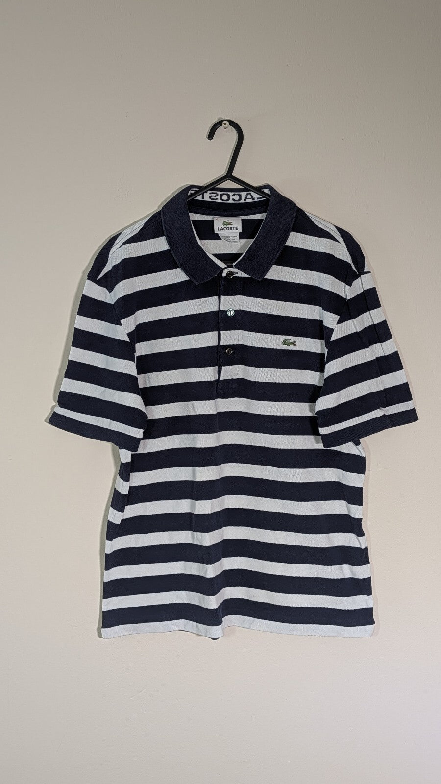 Lacoste Men's Striped Polo T Shirt - Navy - Size 4 / Medium