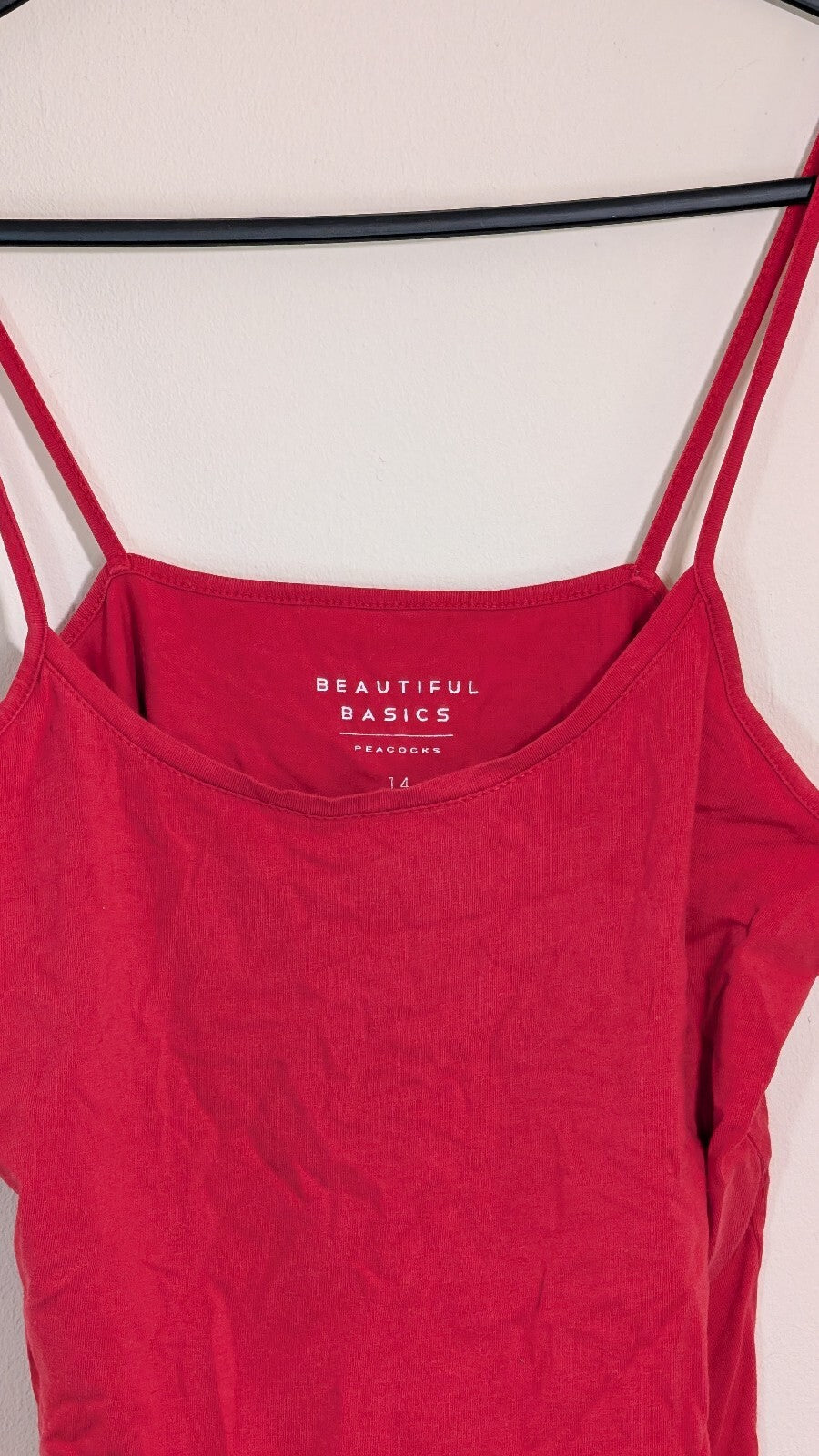 Peacocks Women's Vest T Shirt - Red - Size 14