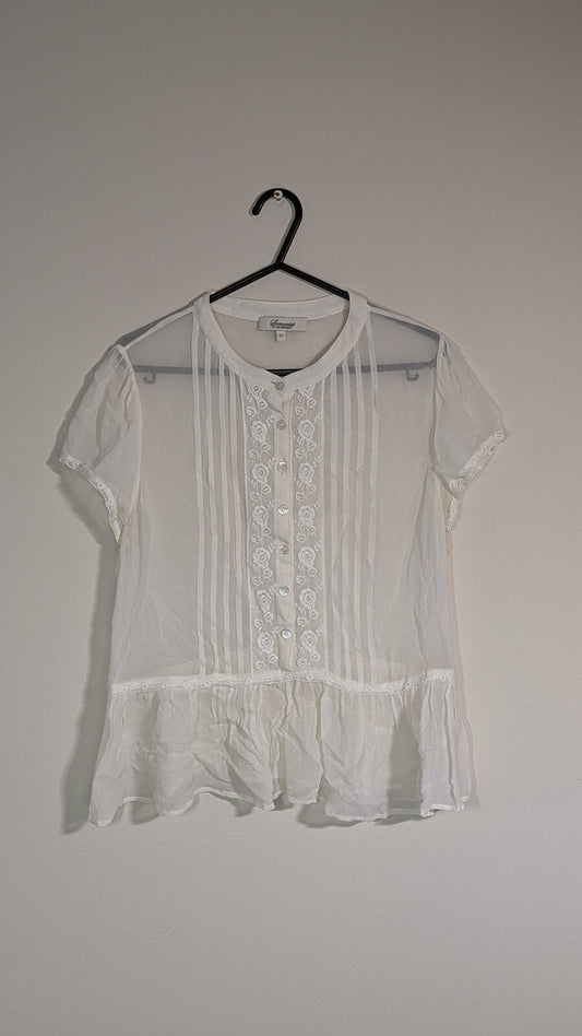 Alice Temperley Women's T Shirt - White - Size 12