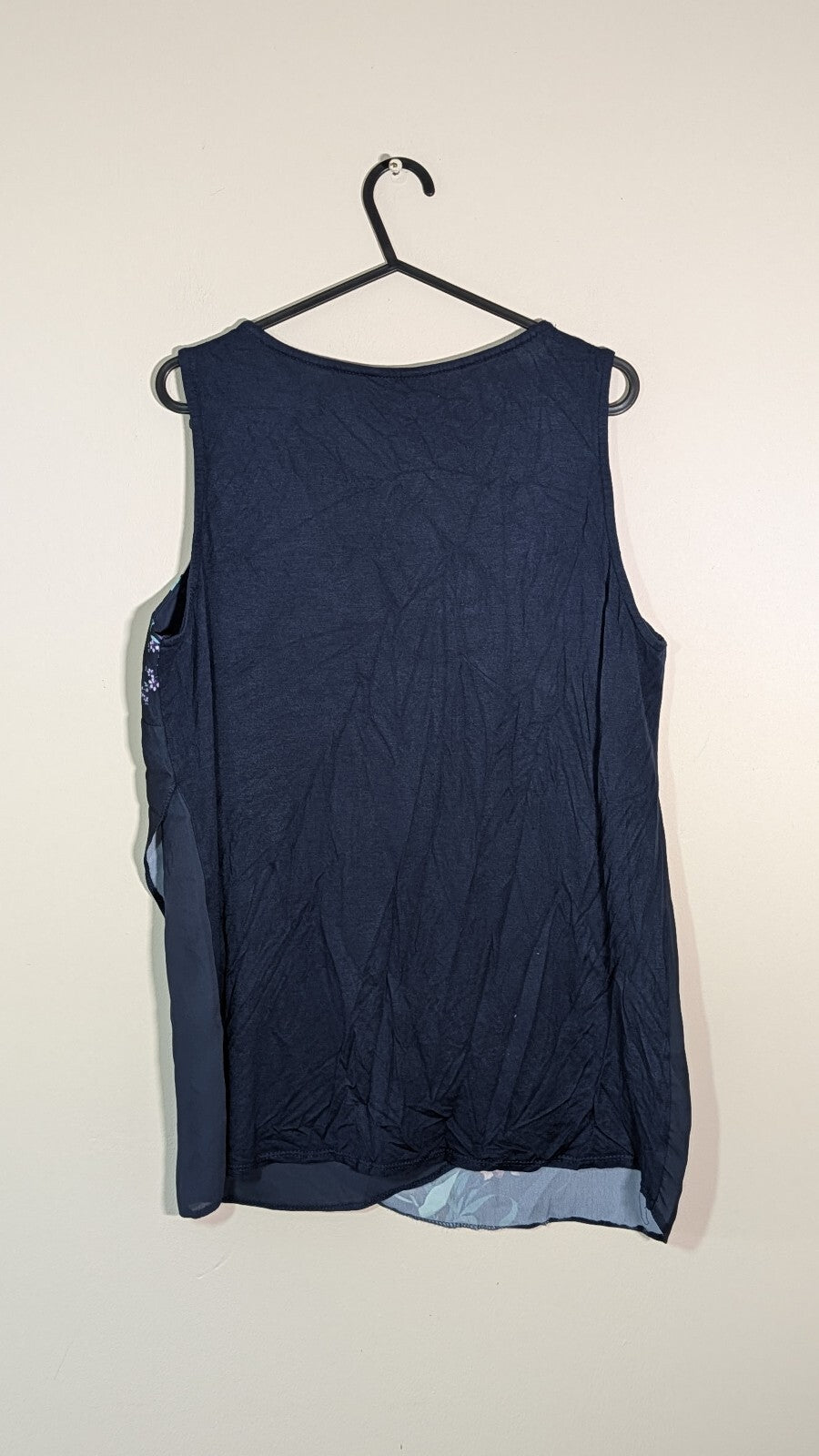 M&Co Women's Floral Vest T Shirt - Navy - Size 12