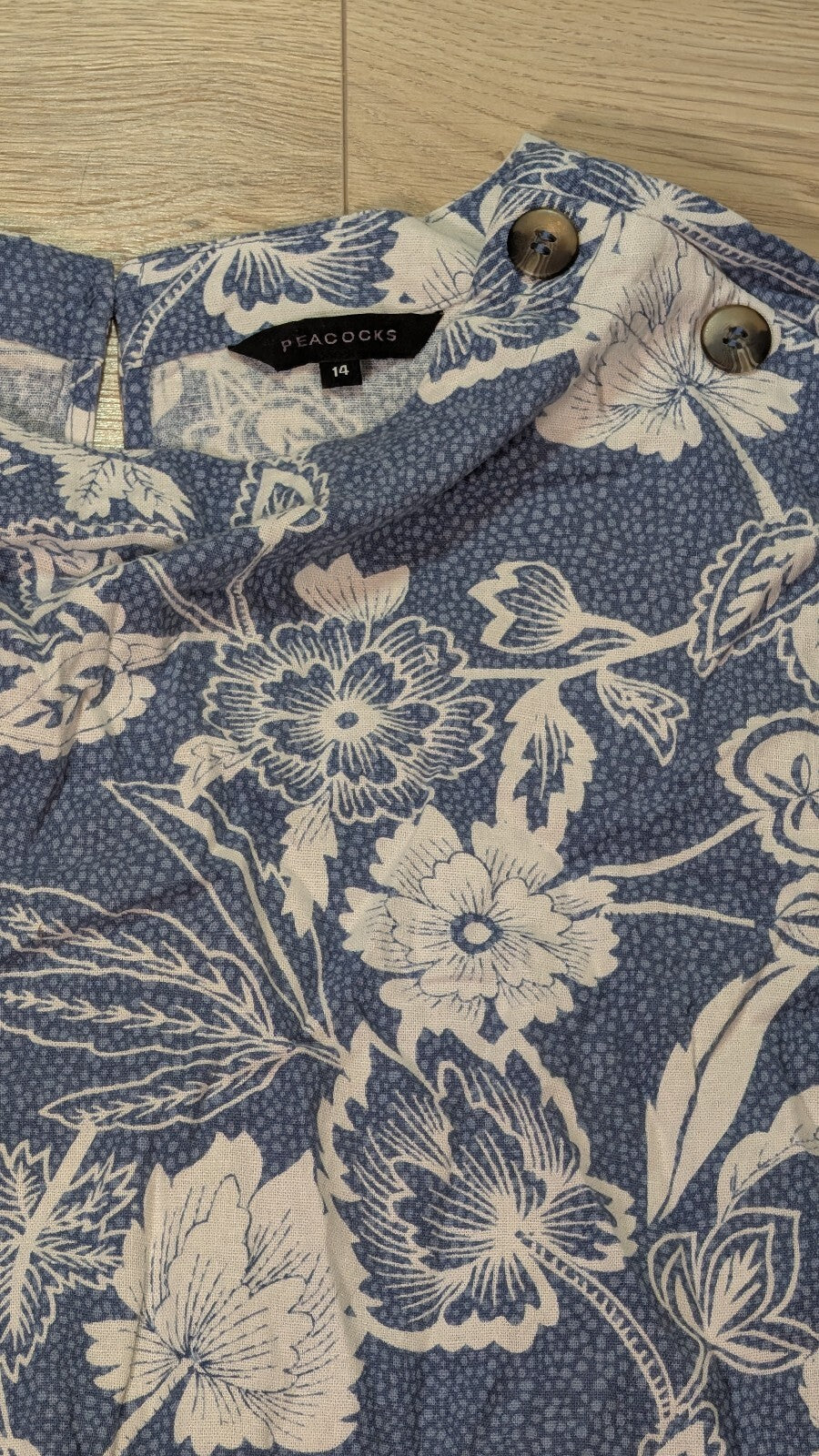 Peacocks Women's Floral Dress - Blue - Size 14