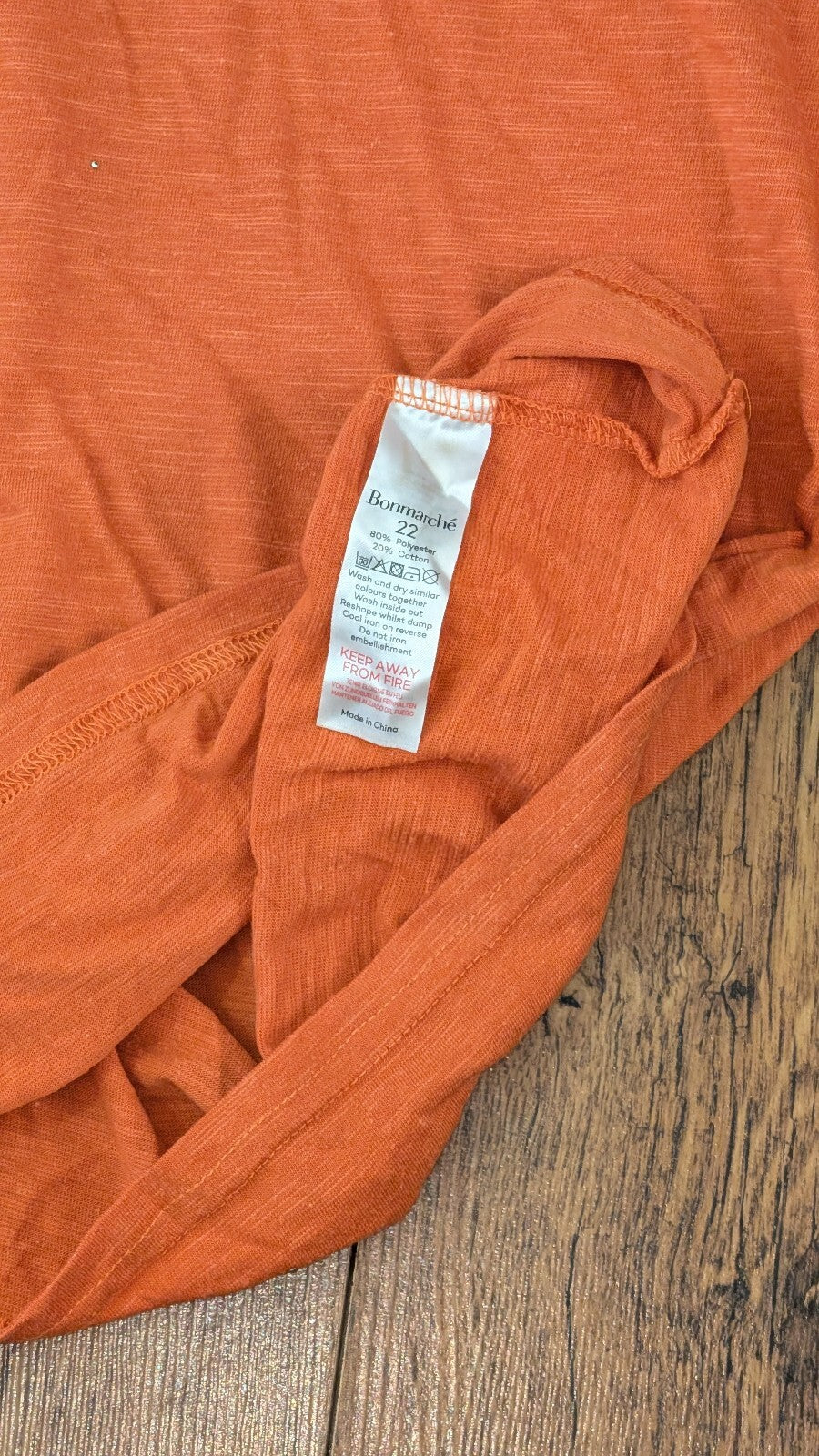 Bonmarche Women's T Shirt - Orange - Size 22