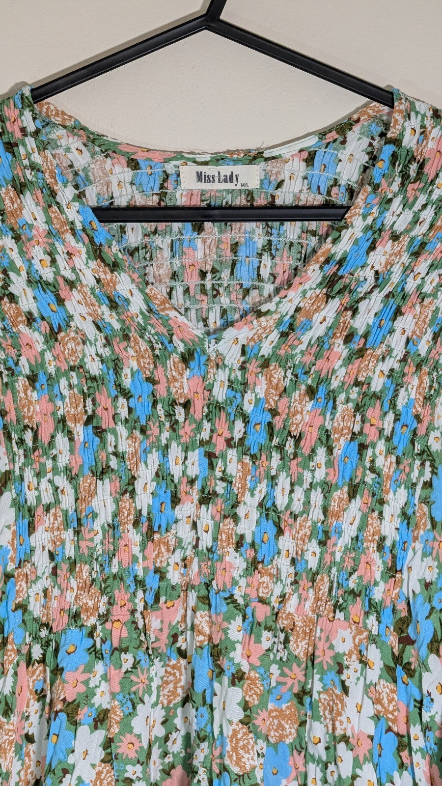 Miss Lady Women's Floral Dress - Green - Size Medium