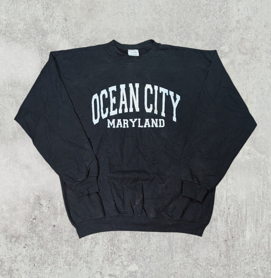 Port & Company Men's Ocean City Sweatshirt Jumper - Black - Size Large