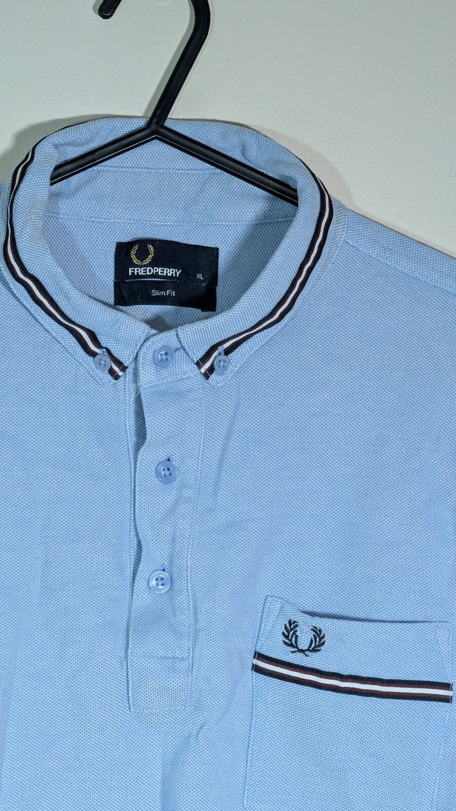 Fred Perry Men's Slim Fit Polo T Shirt - Blue - Size XL