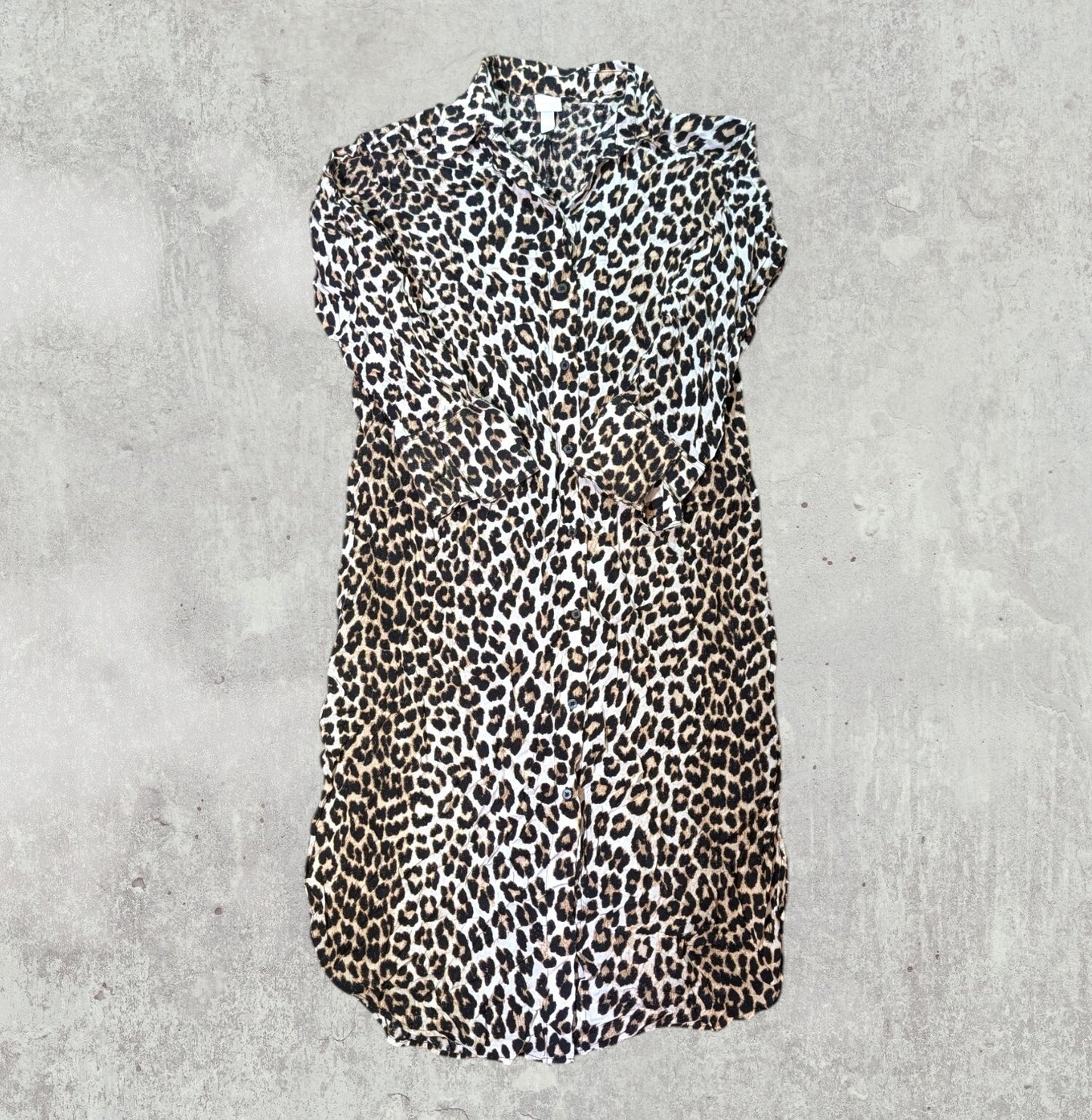 H&M Women's Leopard Print Shirt Dress - Black - Size XS
