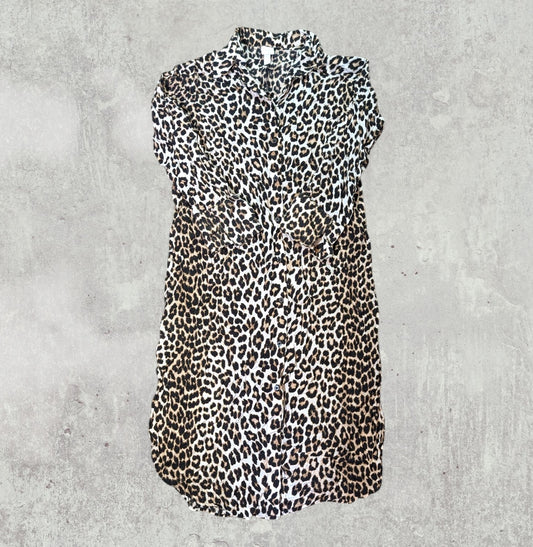 H&M Women's Leopard Print Shirt Dress - Black - Size XS