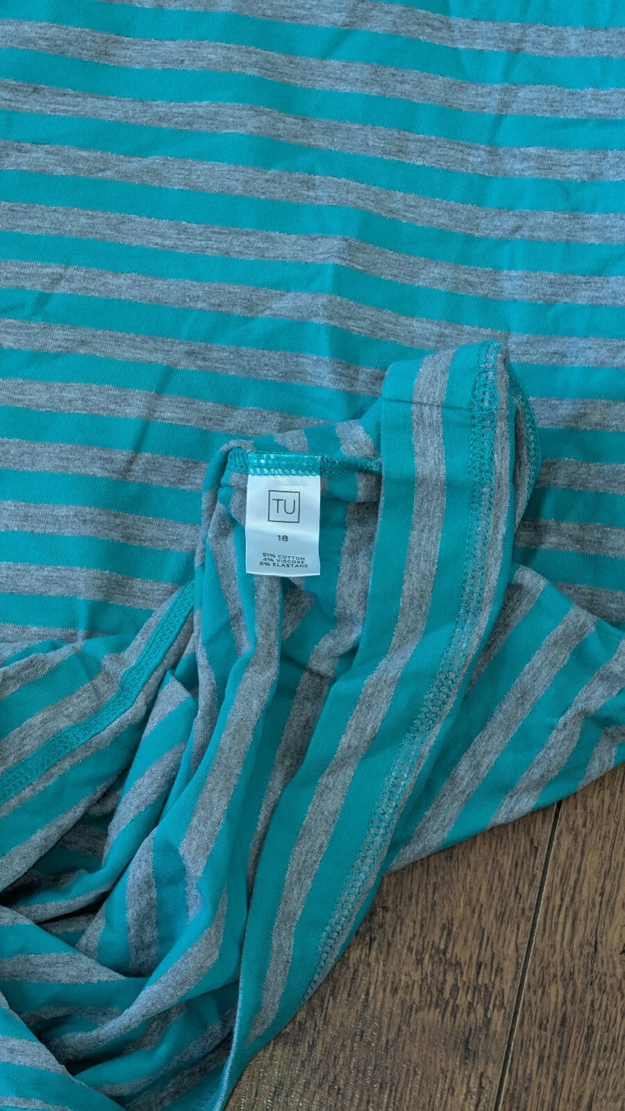 Tu Women's Striped T Shirt - Green - Size 18