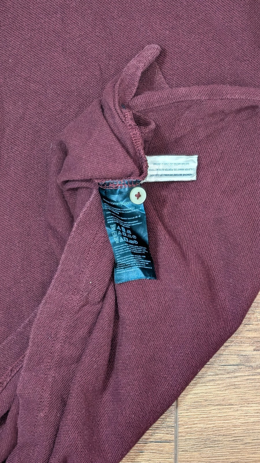 Tommy Hilfiger Men's Polo T Shirt - Burgundy - Size XL