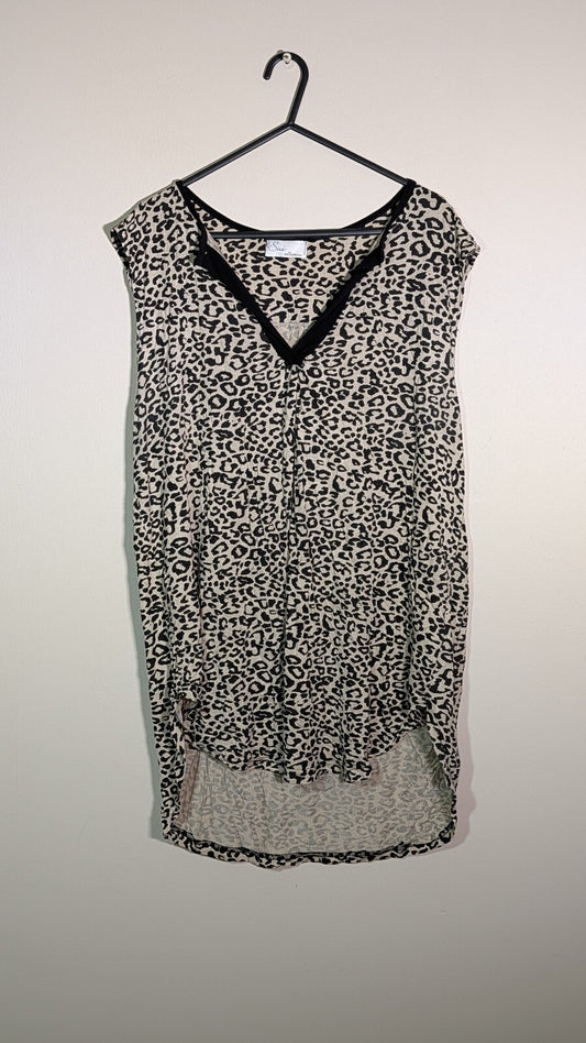 Sui Collection Women's Leopard Print Vest T Shirt - Beige - Size Medium
