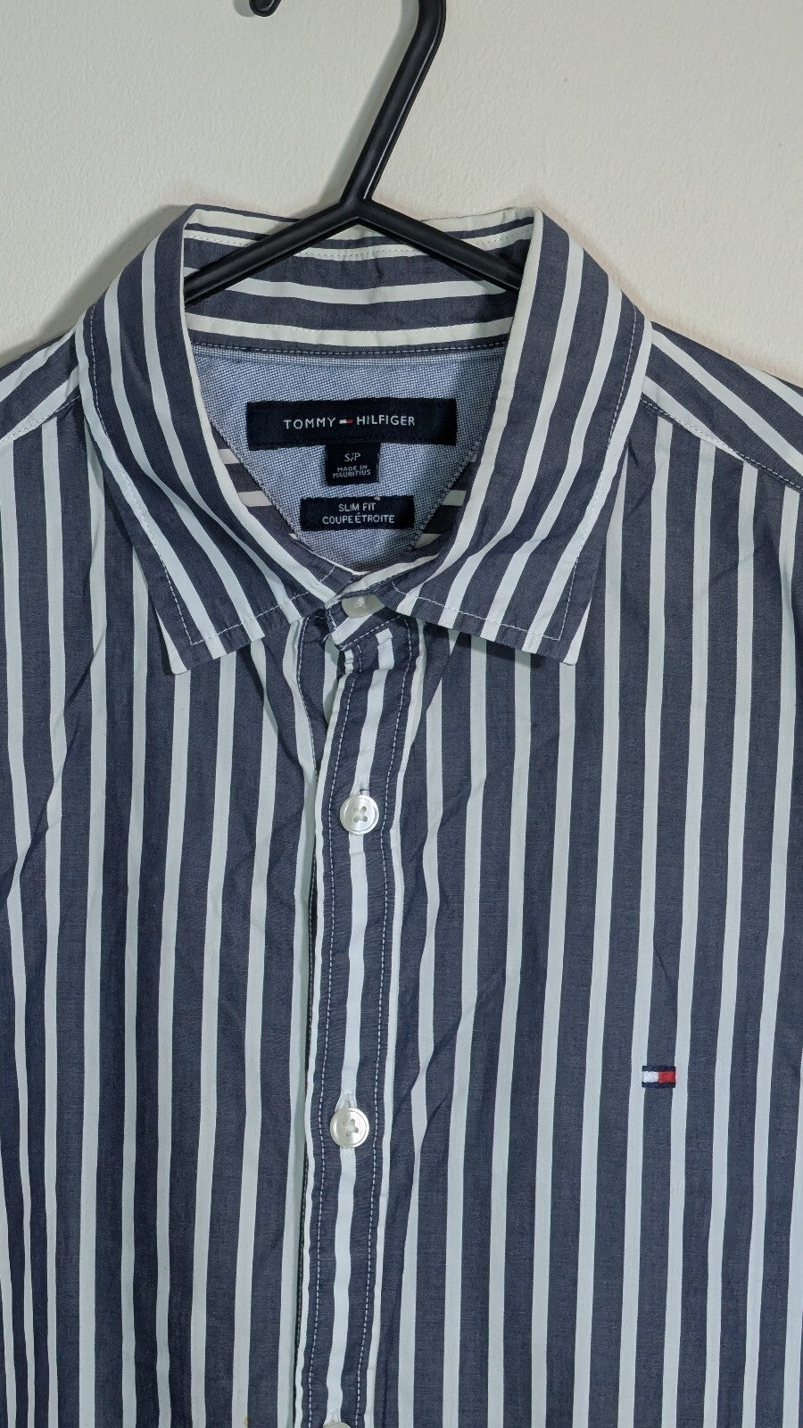 Tommy Hilfiger Men's Slim Fit Striped Shirt - Blue - Size Small