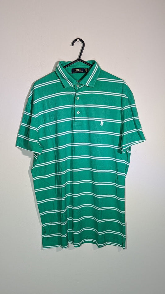 Ralph Lauren Men's Striped Polo T Shirt - Green - Size Medium