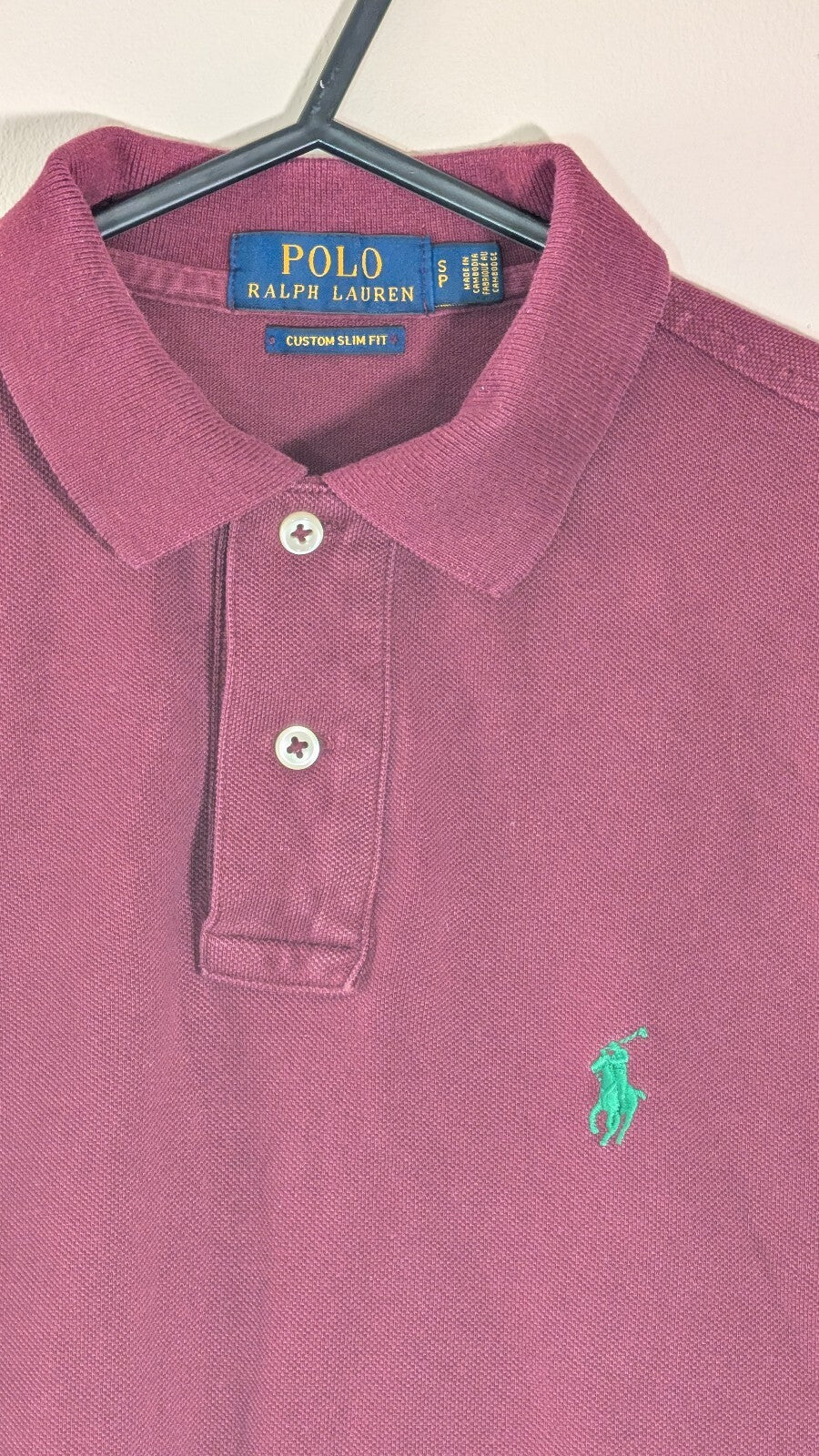 Ralph Lauren Men's Custom Slim Fit - Burgundy - Size Small