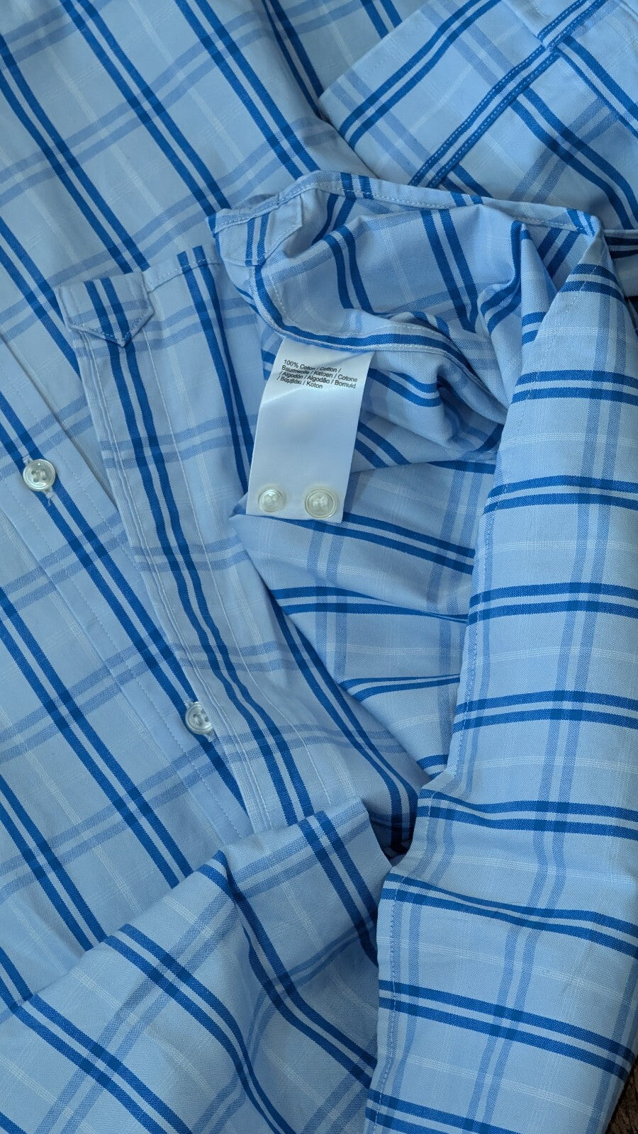 Lacoste Men's Check Shirt - Blue - Size 45 / XXL
