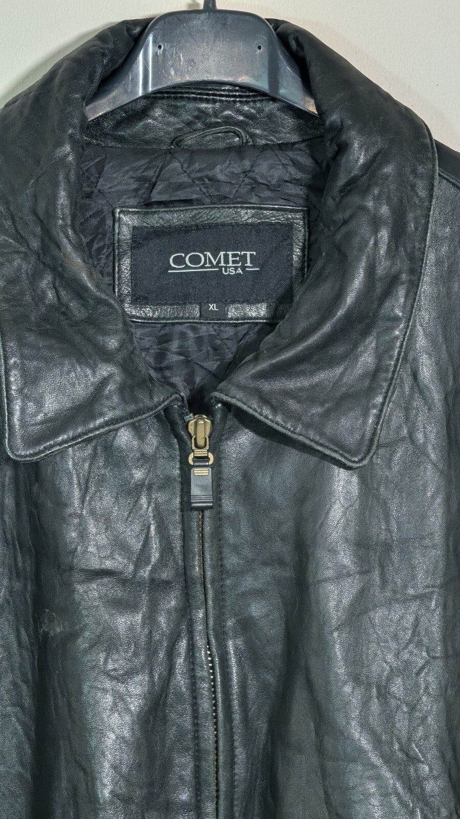 Comet Men's Leather Jacket - Black - Size XL