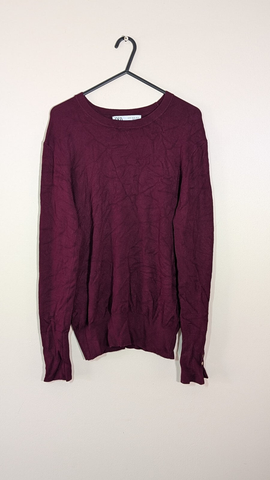 Zara Women's Sweatshirt Jumper - Burgundy - Size XL