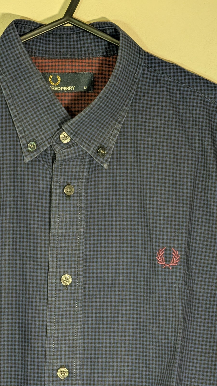 Fred Perry Men's Check Shirt - Navy - Size Medium