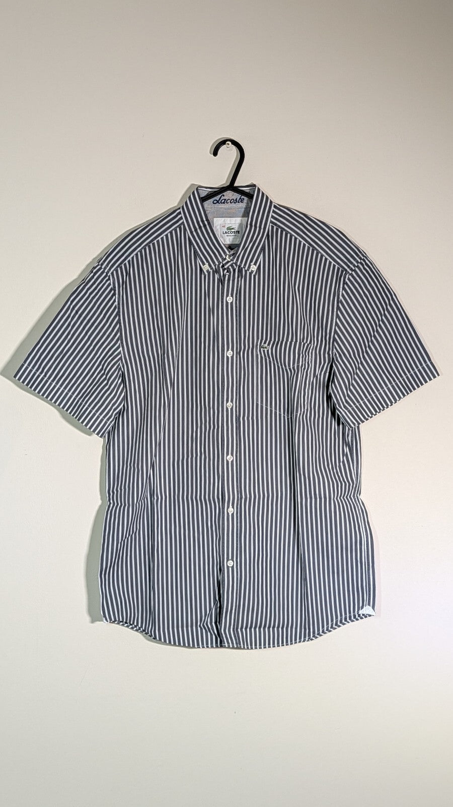 Lacoste Men's Striped Shirt - Grey - Size 40 / Medium