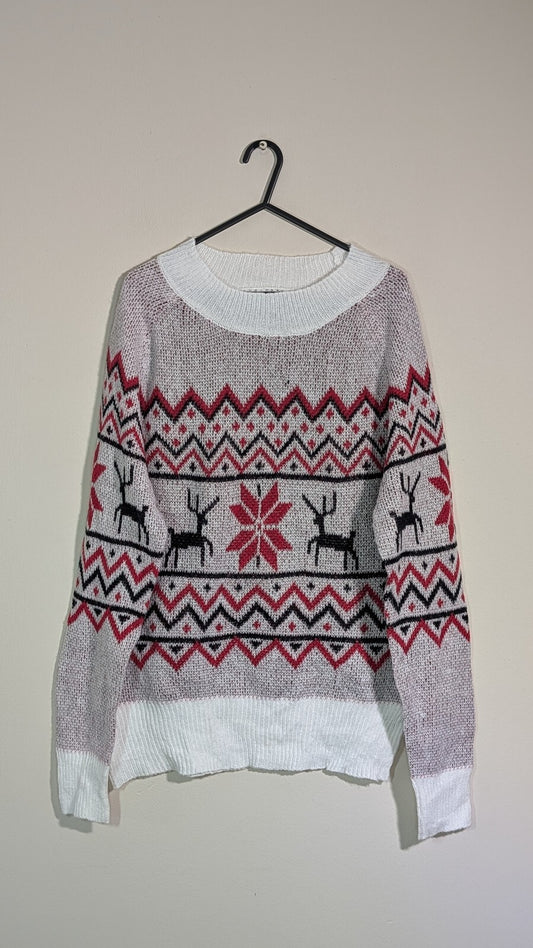 Shein Women's Christmas Sweatshirt Jumper - White - Size Medium
