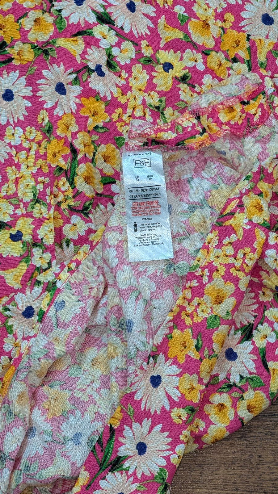 F&F Women's Floral Dress - Pink - Size 14