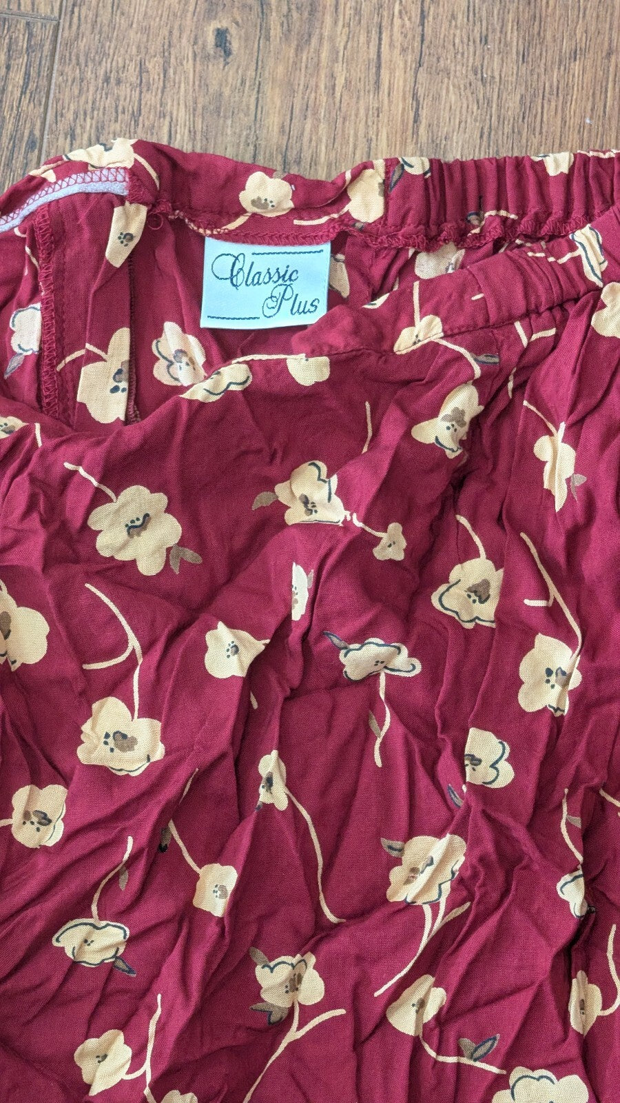 Classic Plus Women's Floral Skirt - Burgundy - Size 18