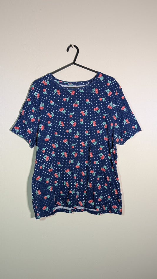 Tu Women's Slim Fit Cherry T Shirt - Blue - Size 20