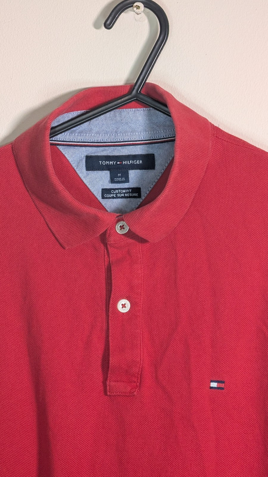 Tommy Hilfiger Men's Custom Fit Polo T Shirt - Red - Size Medium