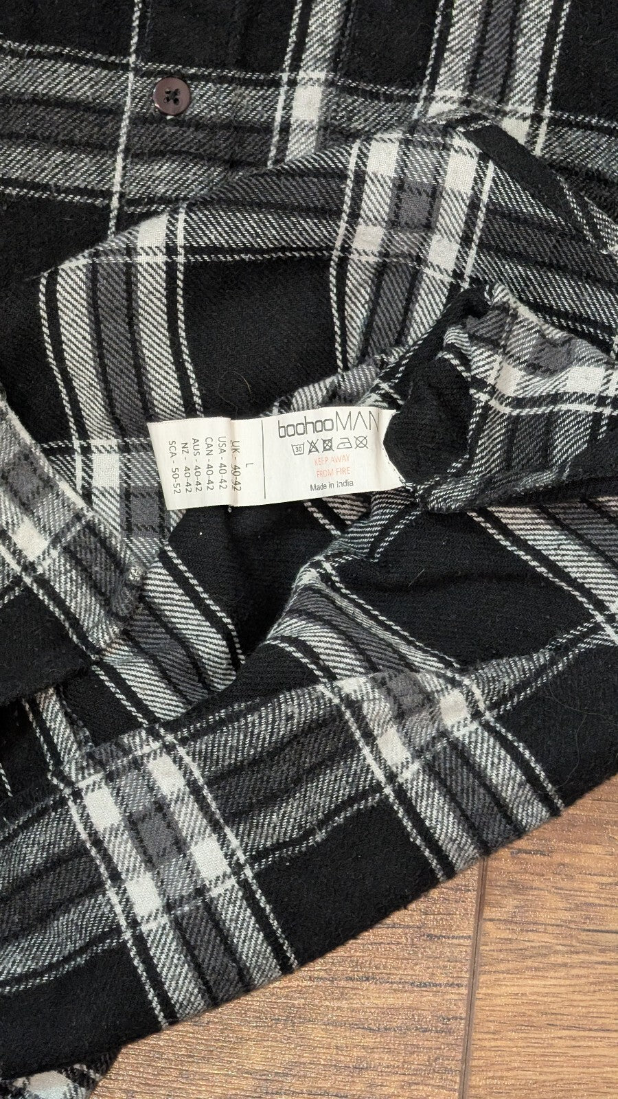 Boohoo Men's Check Shirt - Black - Size Large