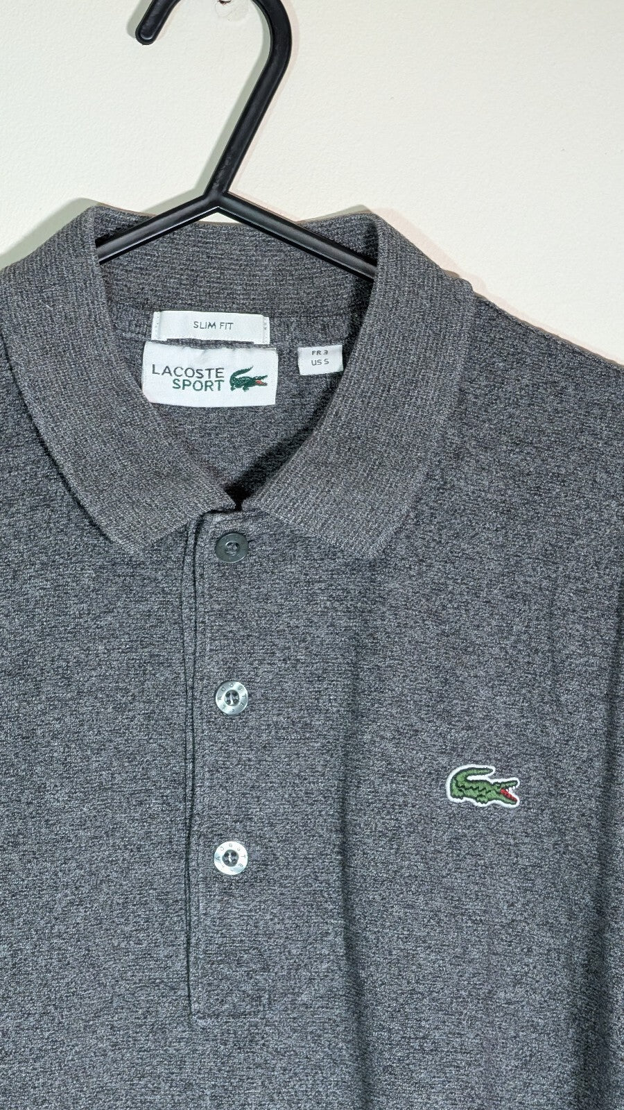 Lacoste Men's Slim Fit Polo T Shirt - Grey - Size 3 / Small