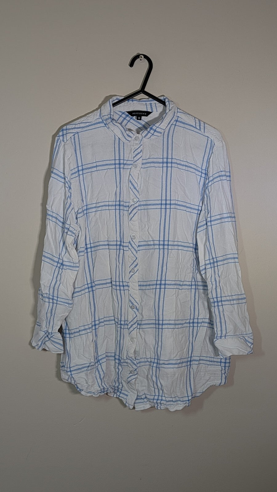 Peacocks Women's Check Shirt - White - Size 18