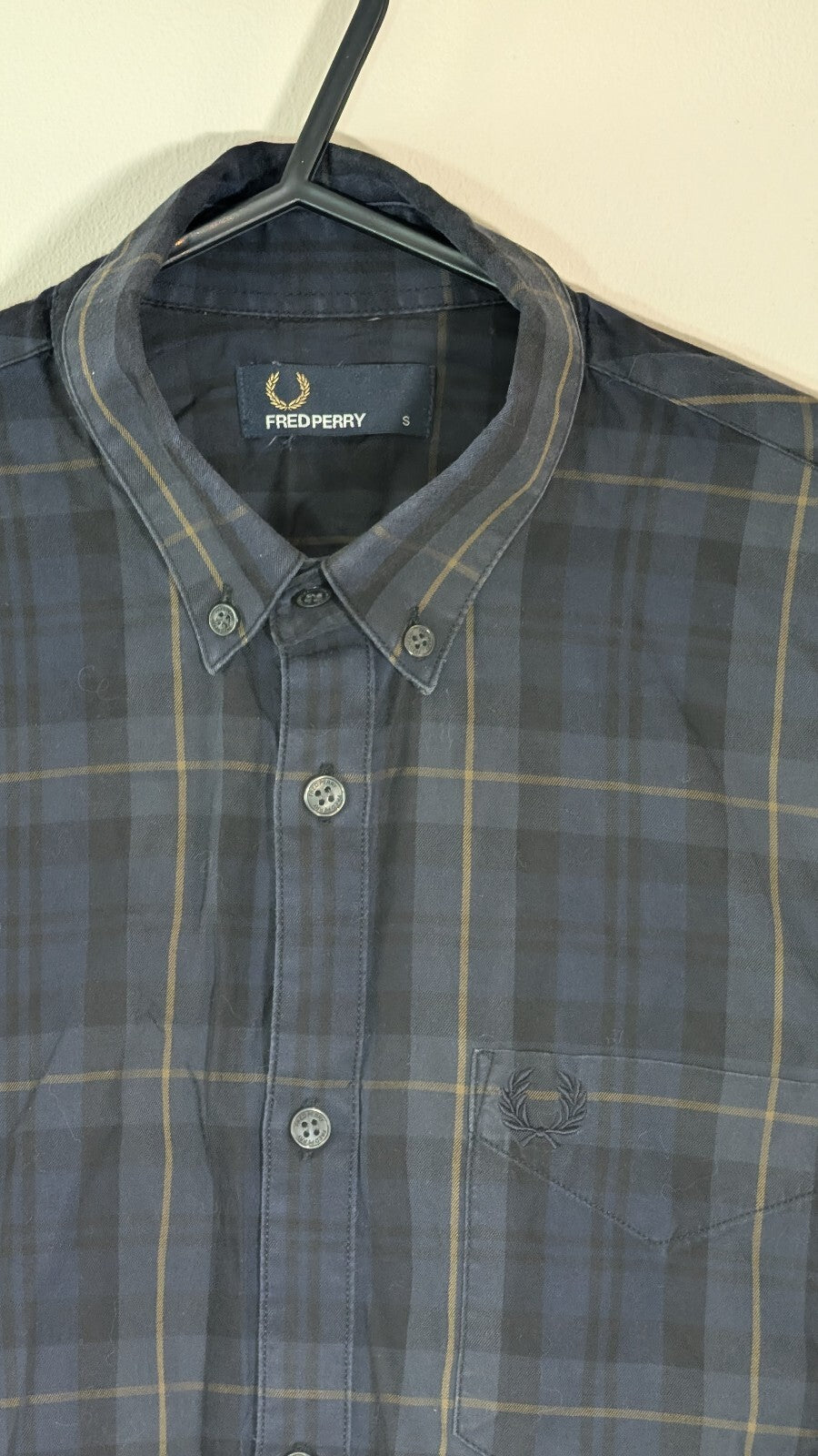Fred Perry Men's Check Shirt - Navy - Size Small
