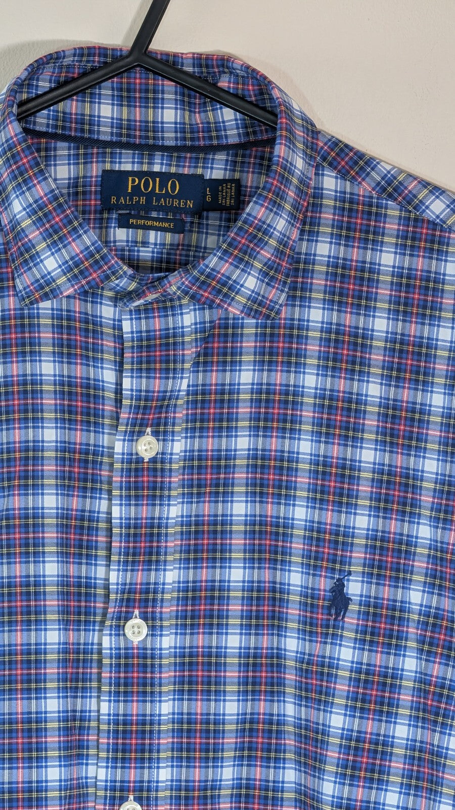 Ralph Lauren Men's Performance Check Shirt - Blue - Size Large