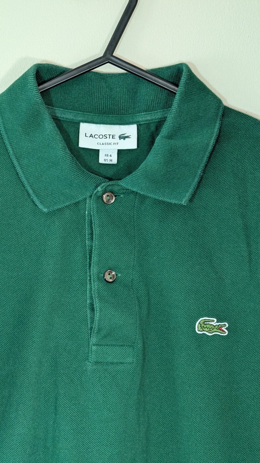 Lacoste Men's Classic Fit Polo T Shirt - Green - Size 4 / Medium