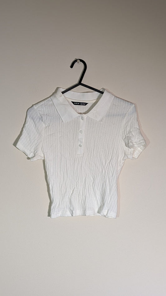 Shein Women's Polo T Shirt - White - Size Small