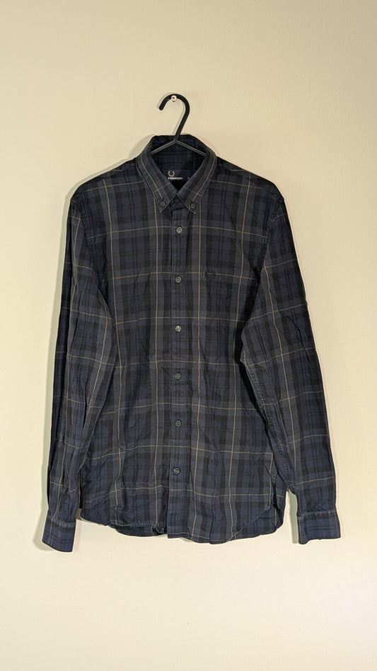 Fred Perry Men's Check Shirt - Navy - Size Small