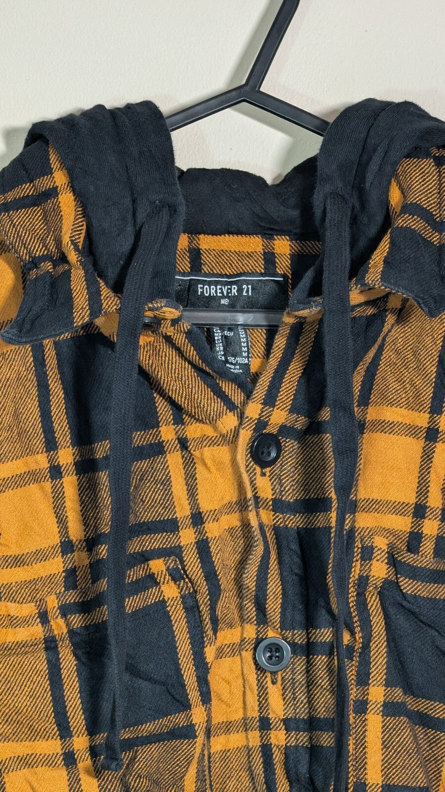 Forever 21 Men's Check Jacket - Orange - Size Medium