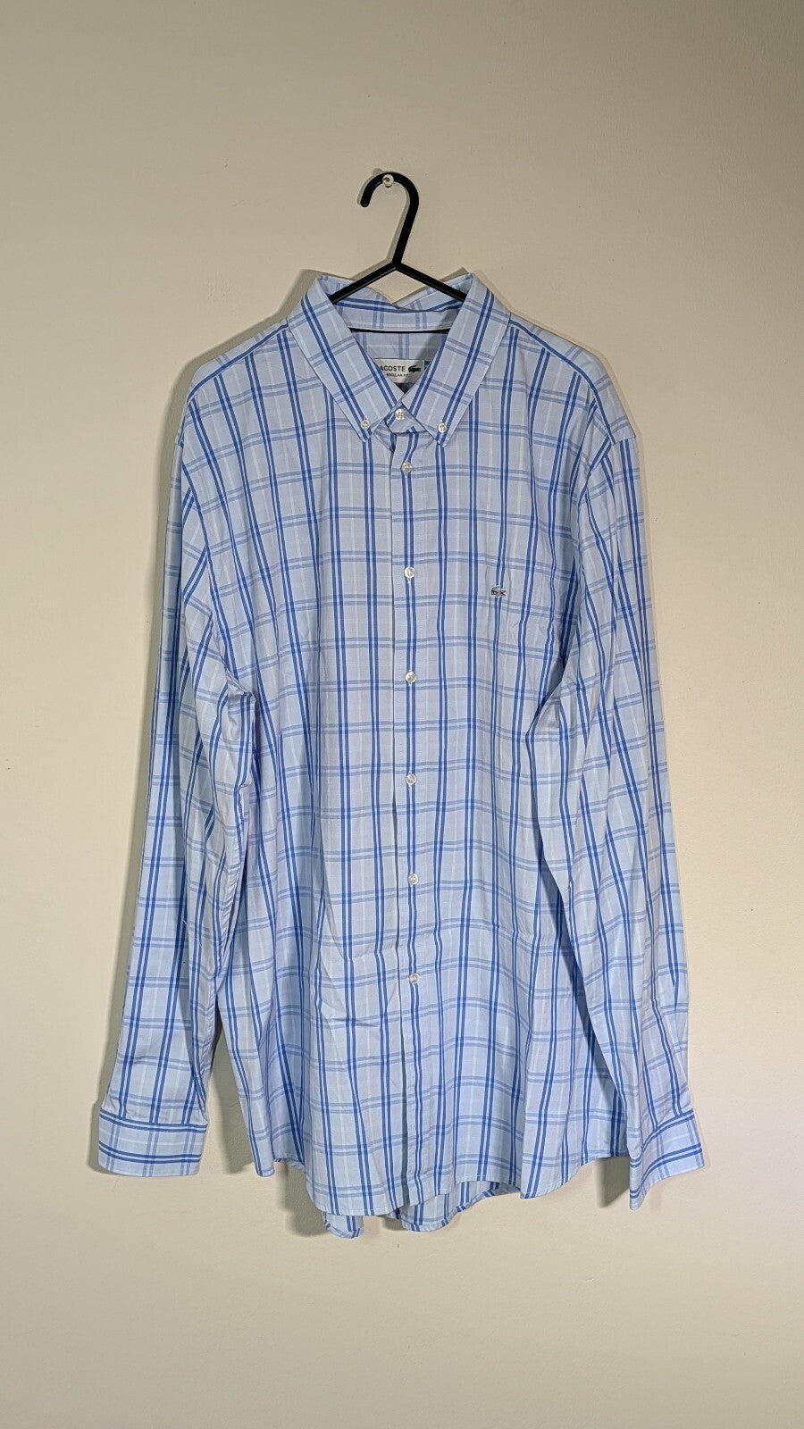 Lacoste Men's Check Shirt - Blue - Size 45 / XXL