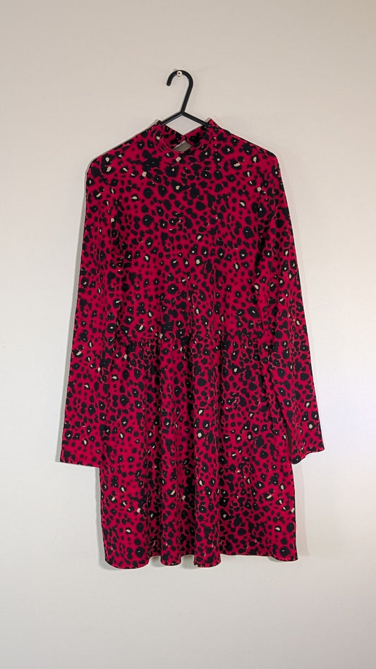 New Look Women's Leopard Print Dress - Red - Size 8