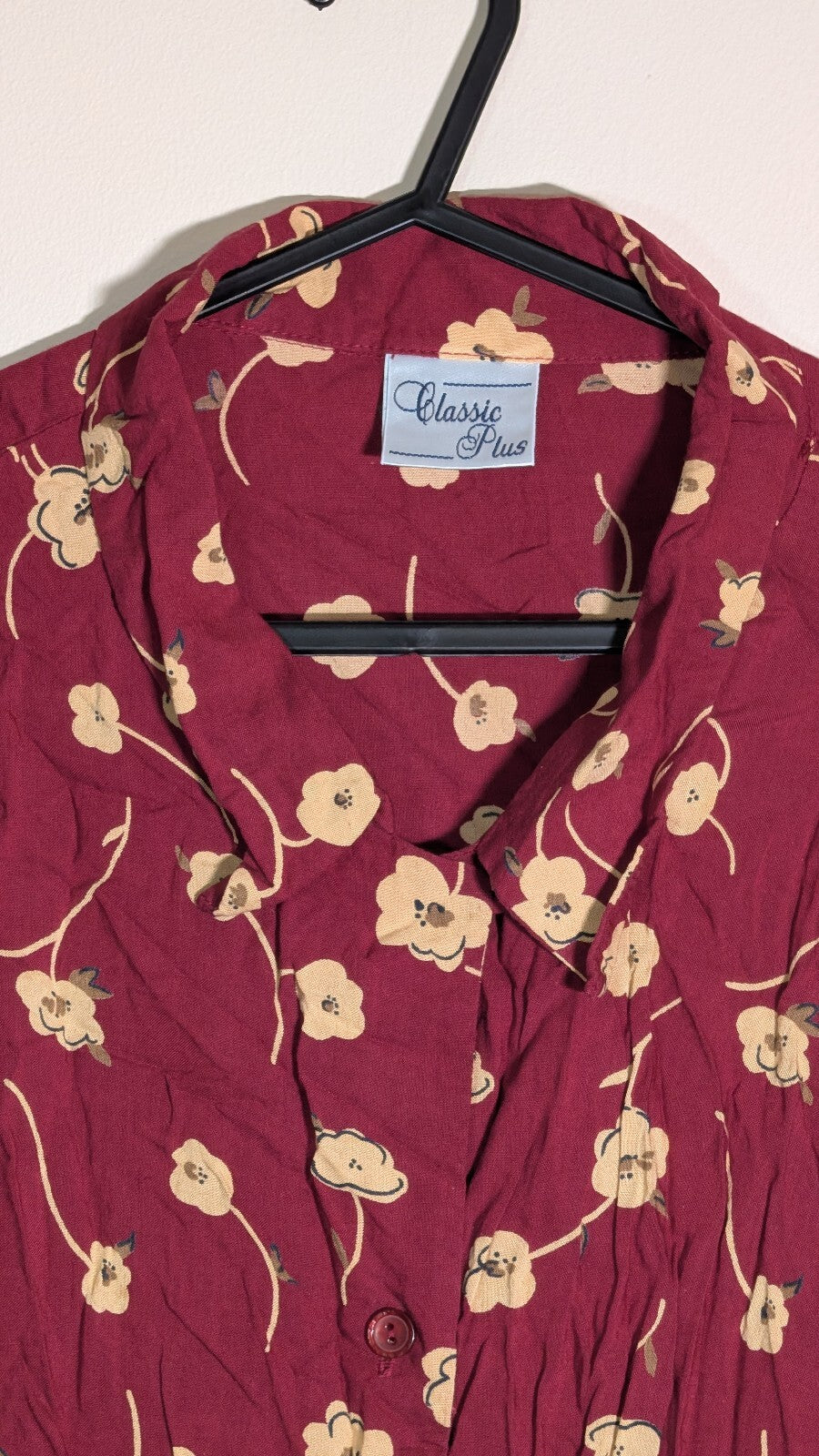 Classic Plus Women's Floral Shirt - Burgundy - Size 20
