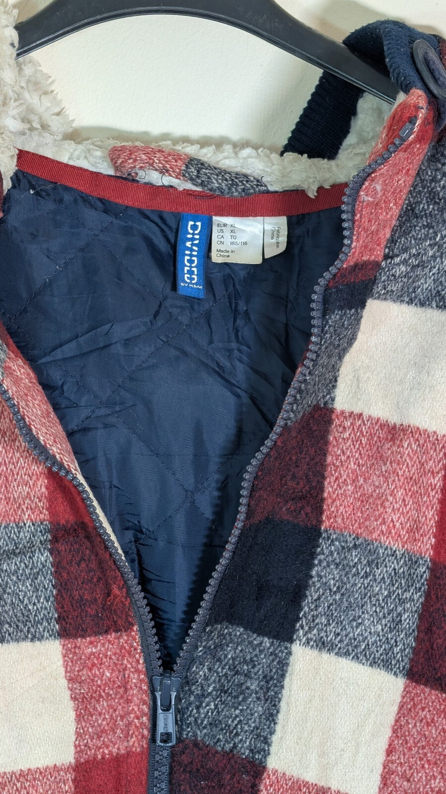 H&M Men's Check Coat Jacket - Red - Size XL