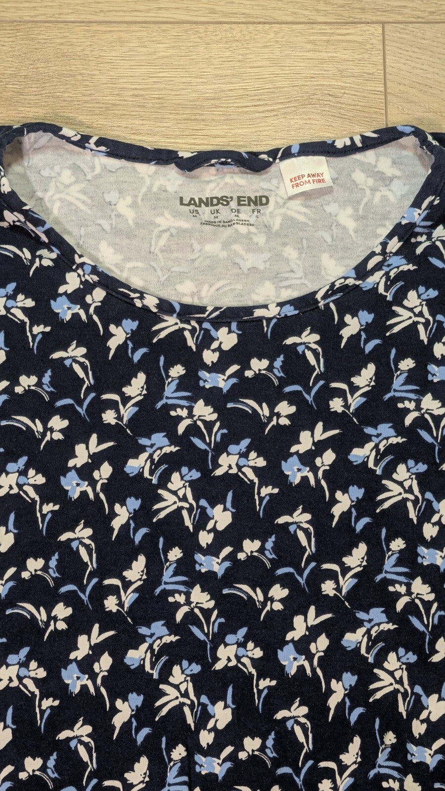 Lands End Women's Floral Dress - Navy - Size Medium