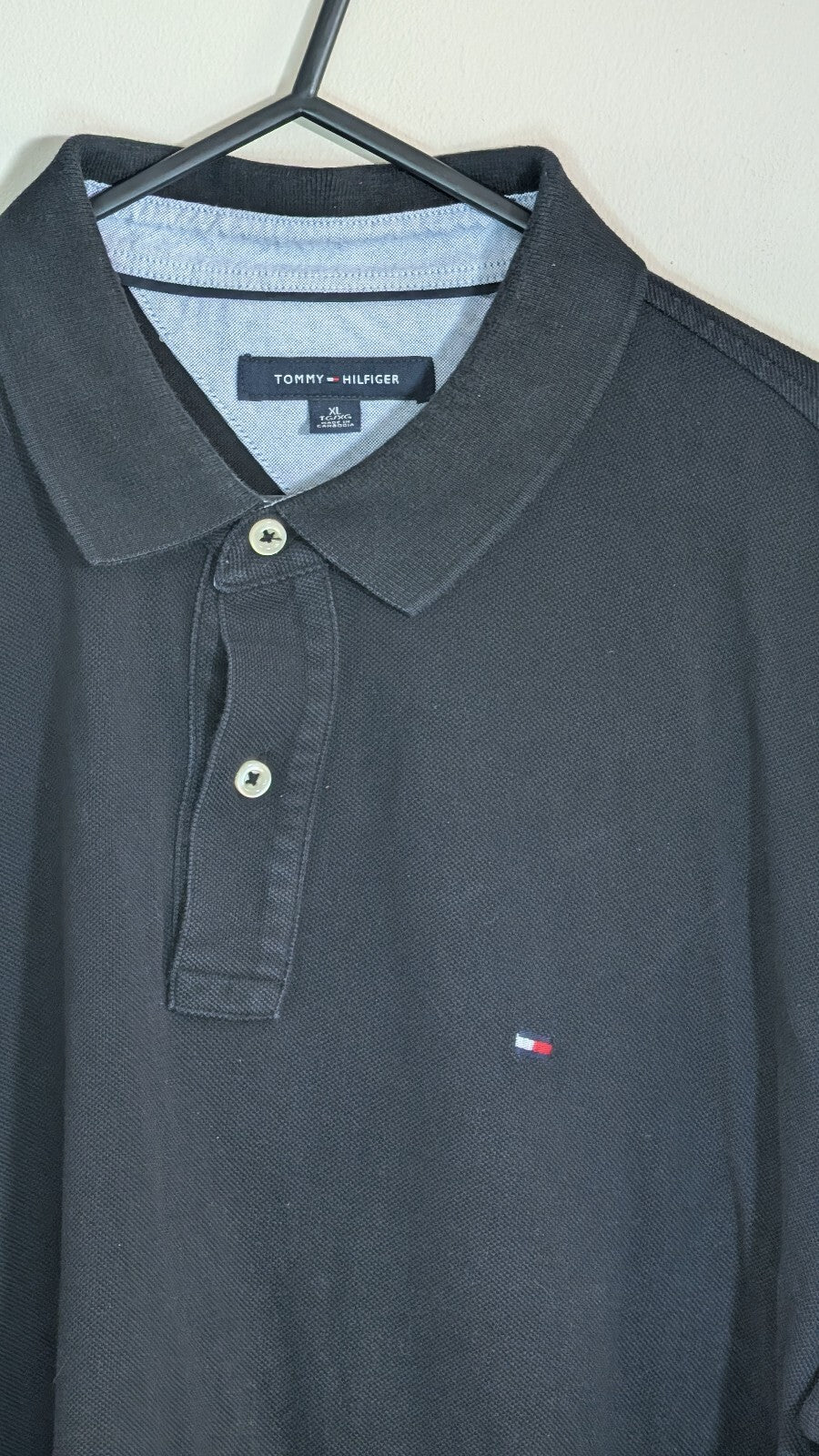 Tommy Hilfiger Men's Polo T Shirt - Black - Size XL