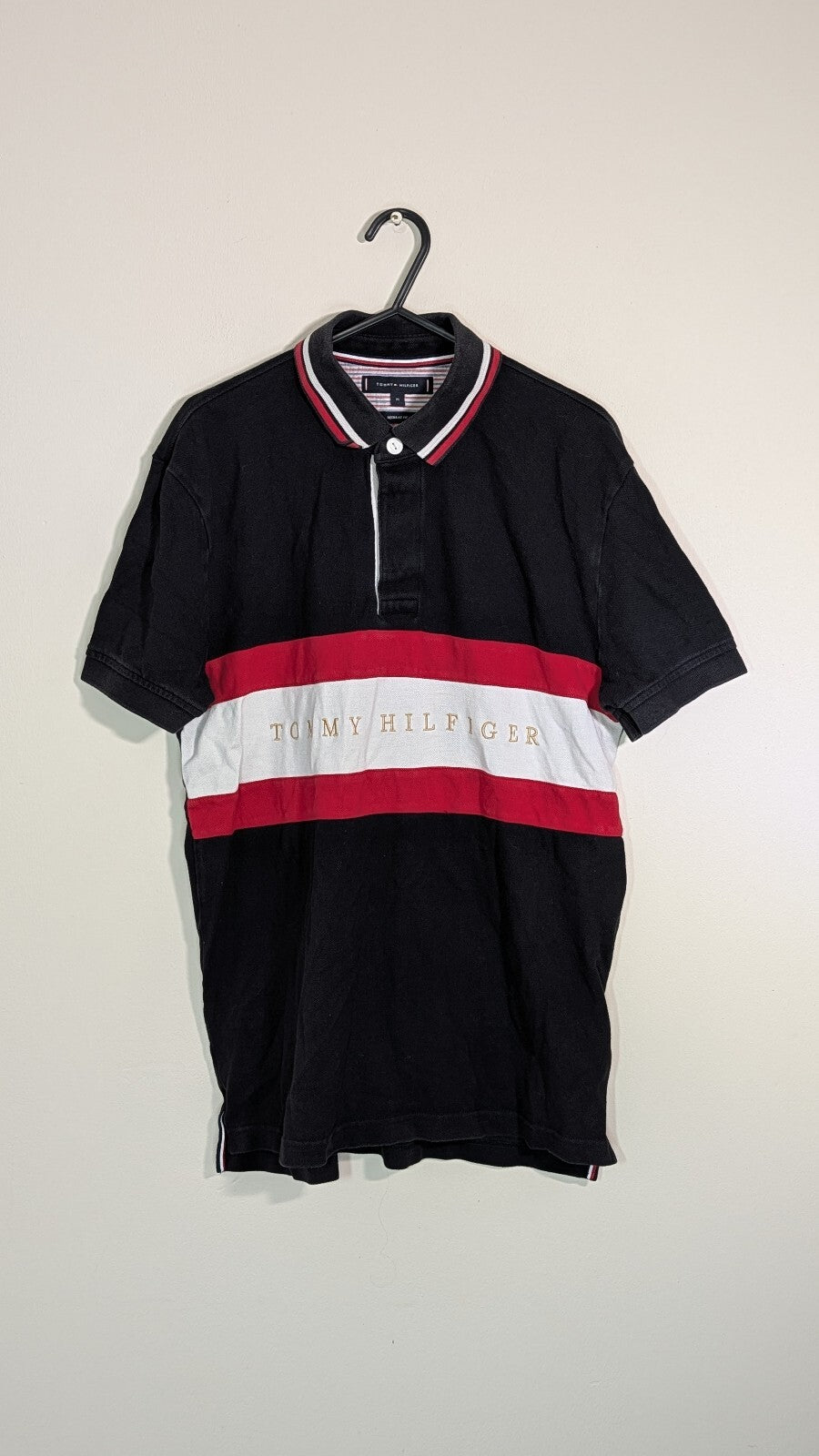 Tommy Hilfiger Men's Polo T Shirt - Black - Size Medium