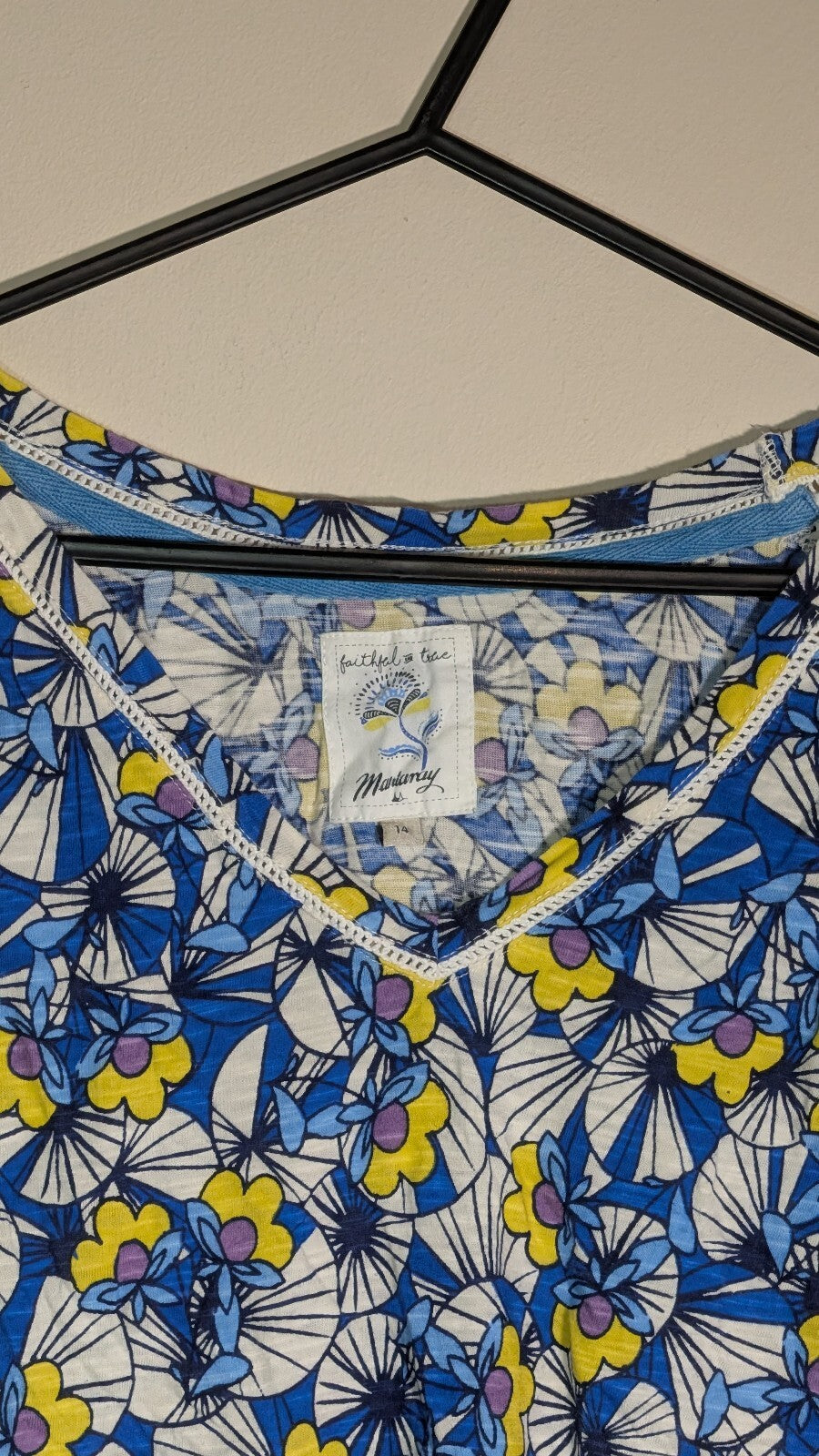 Mantaray Women's Floral T Shirt - Blue - Size 14