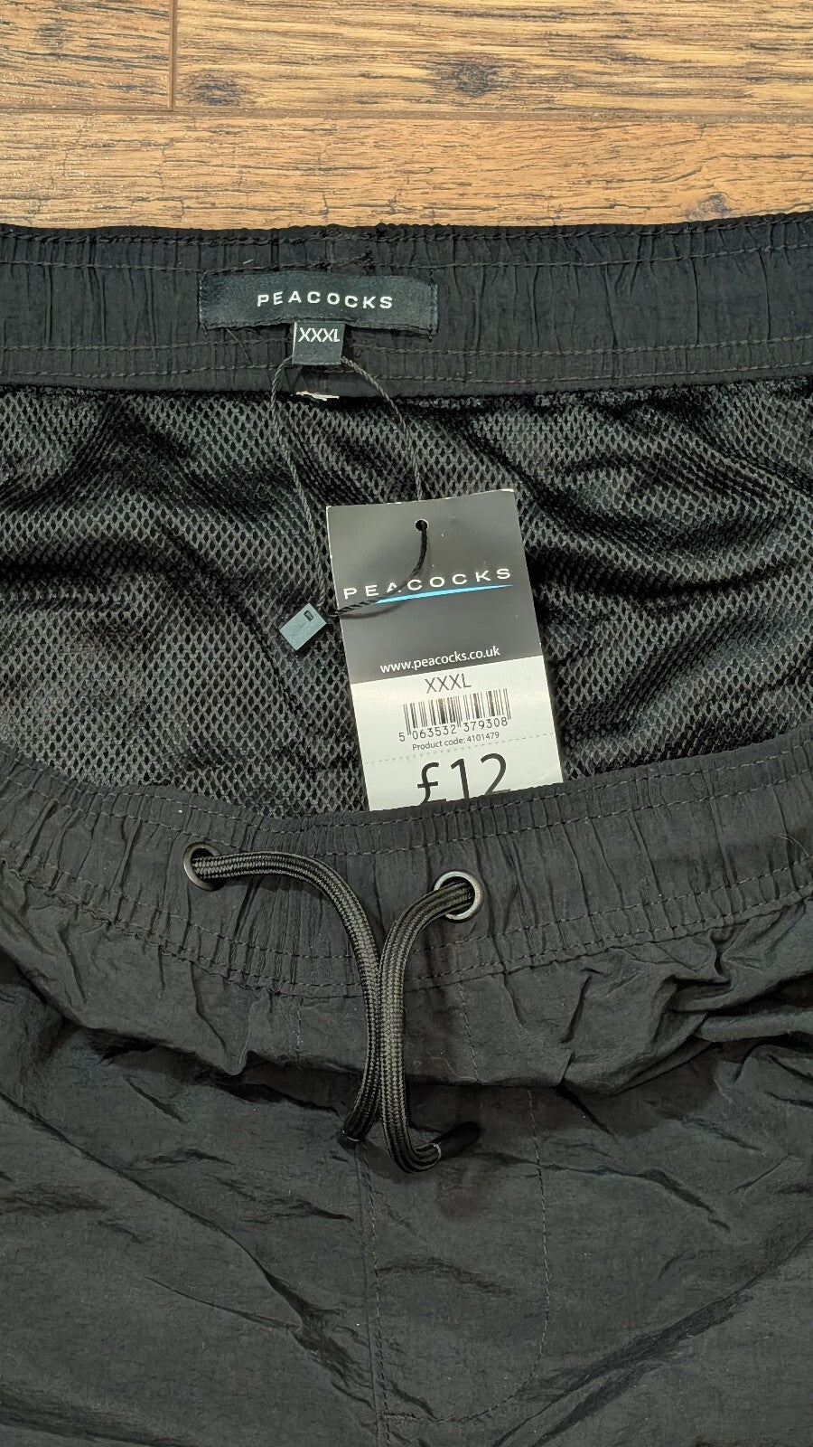 Peacocks Men's Swimming Shorts - Black - Size XXXL