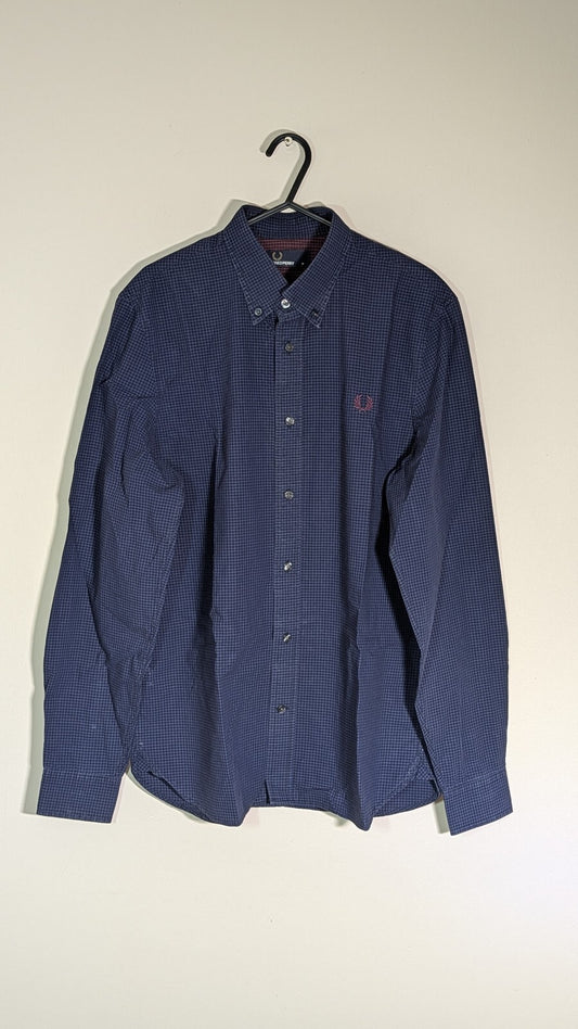 Fred Perry Men's Check Shirt - Navy - Size Medium