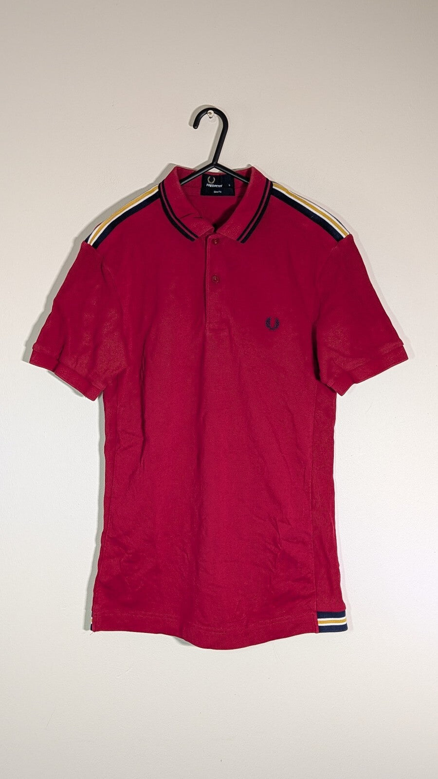 Fred Perry Men's Slim Fit Polo T Shirt - Red - Size Small
